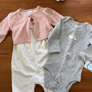 3 Month Bundle • Jumpsuit with sweater and long sleeve onesie